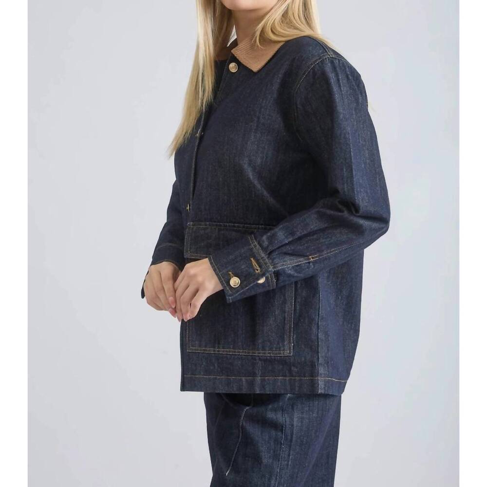 NEW BLU PEPPER oversize corduroy collar shirt jacket in denim - Picture 3 of 6